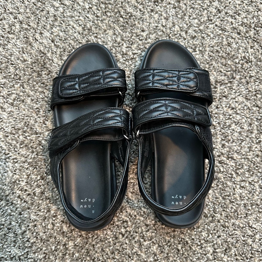 Black Quilted Strap Sandals